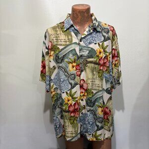 Tori Richard 2XL Le Isole Di Sandwich Floral Aloha Hawaiian Rayon Shirt USA Made
